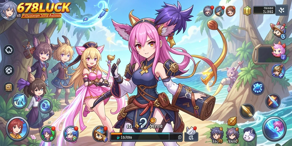 Screenshot menampilkan gameplay seru 678LUCK dengan karakter anime yang beraksi.