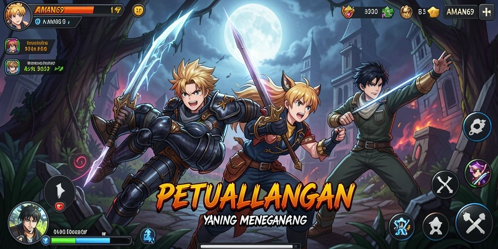 Tampilan gameplay menarik dalam dunia anime yang luas.
