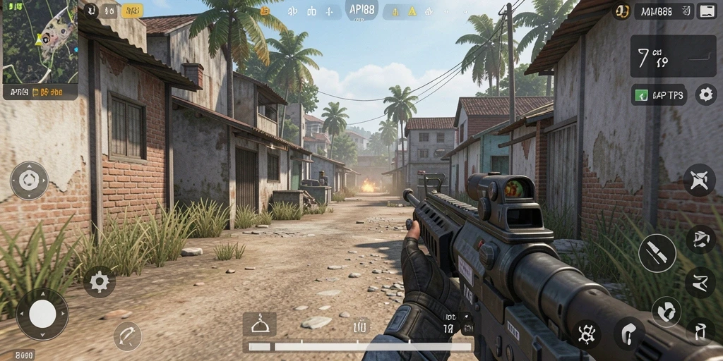 Screenshot aksi seru dari gameplay TPS API88.