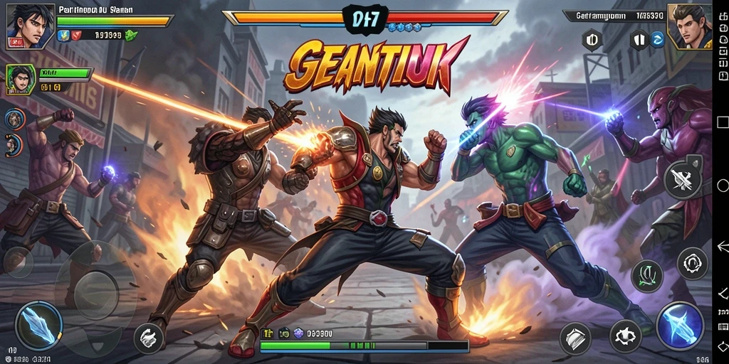 Tampilan gameplay C0077 yang seru dan penuh aksi dalam pertarungan.
