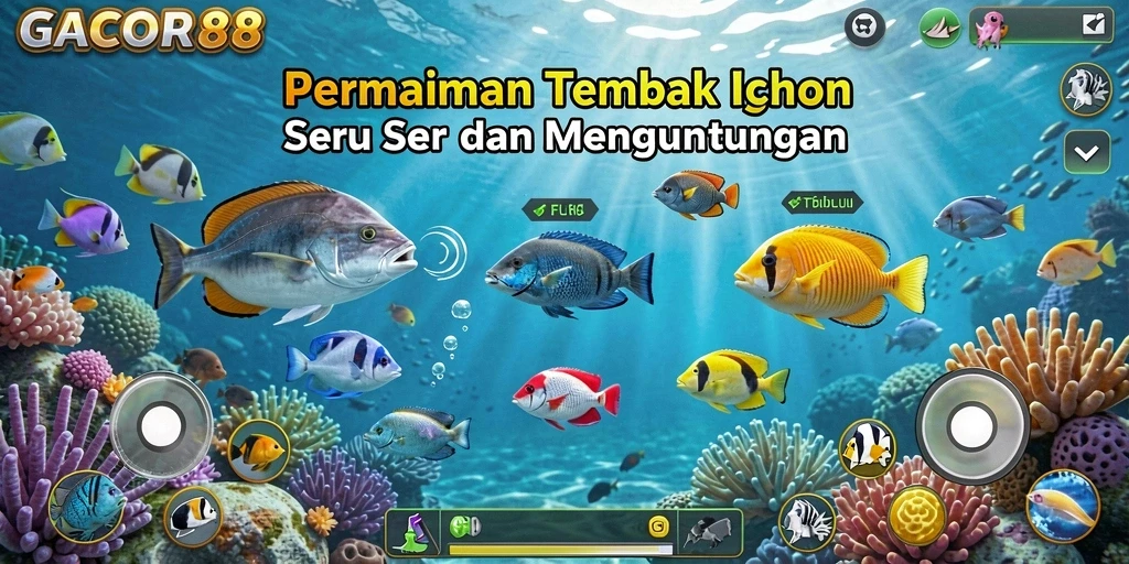 Tangkapan layar GACOR88 menampilkan gameplay seru dalam menangkap ikan.