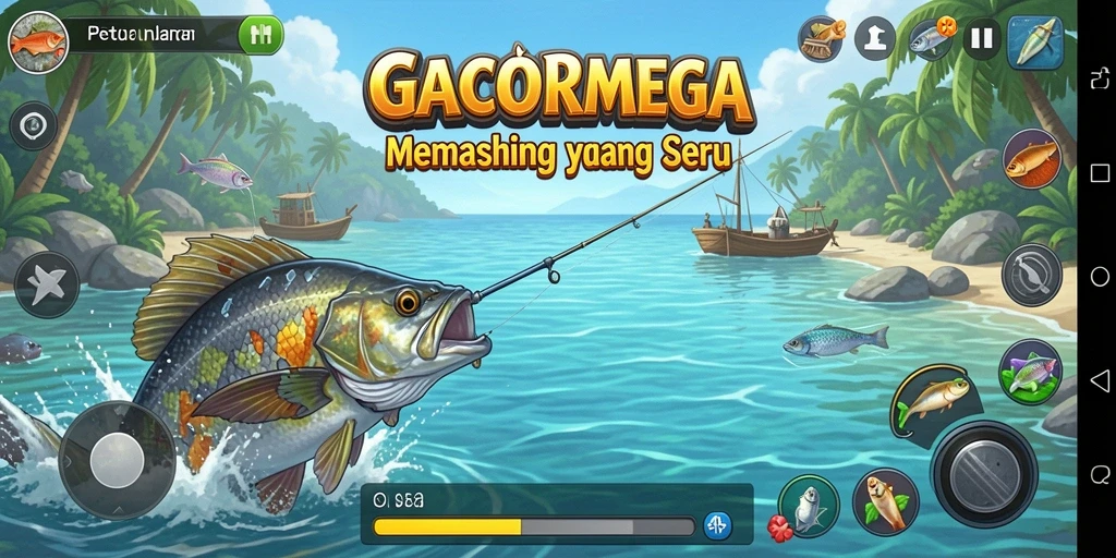 Screenshot gameplay GACORMEGA yang menampilkan suasana memancing yang menakjubkan.