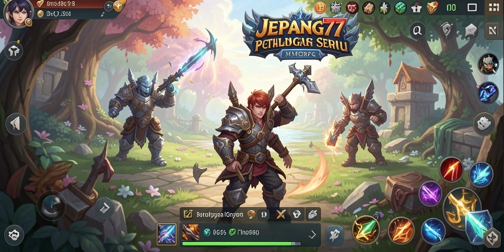 Tampilan gameplay seru dari JEPANG77 yang menampilkan aksi petualangan MMORPG.