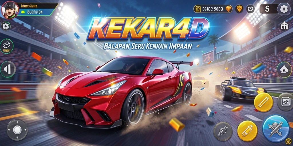 Screenshot KEKAR4D menampilkan aksi balapan seru dan kendaraan kencang.