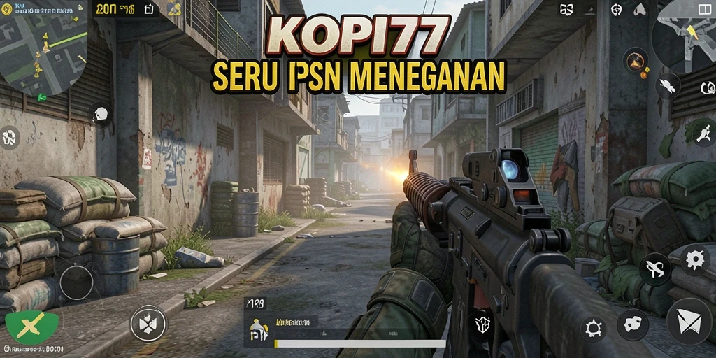 Screenshot menampilkan aksi tembak-menembak seru KOPI77.