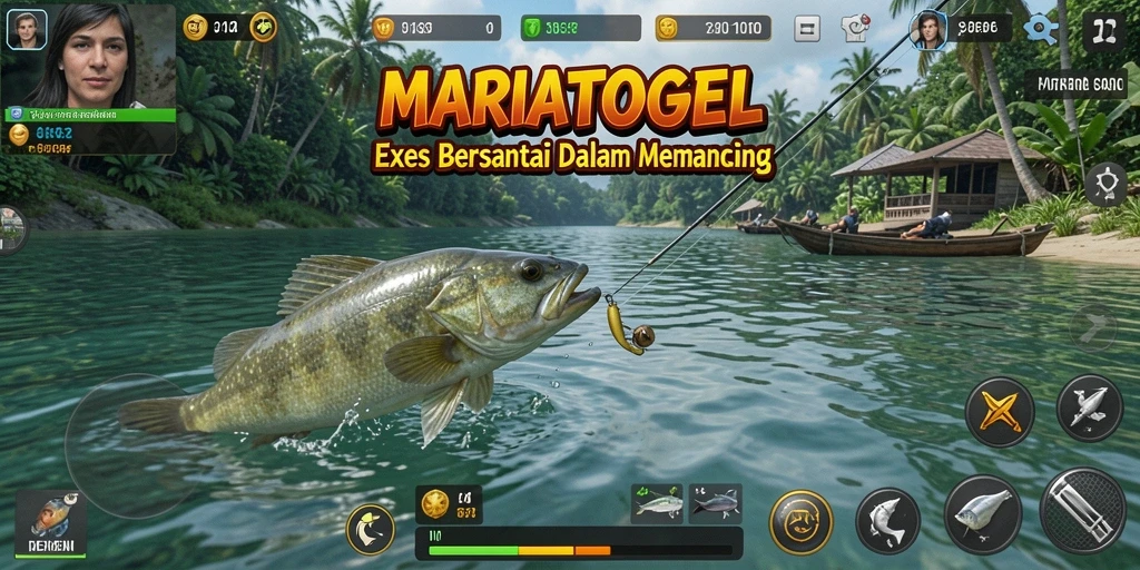 Screenshot MARIATOGEL menampilkan penggambaran gameplay memancing yang seru dan memukau.