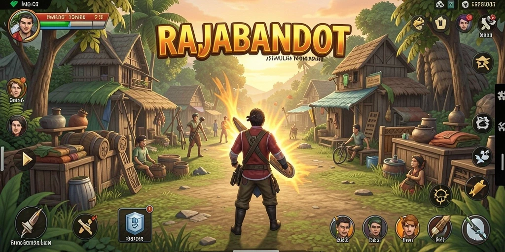 Skrinsut gameplay RAJABANDOT yang menampilkan berbagai aktivitas sehari-hari.