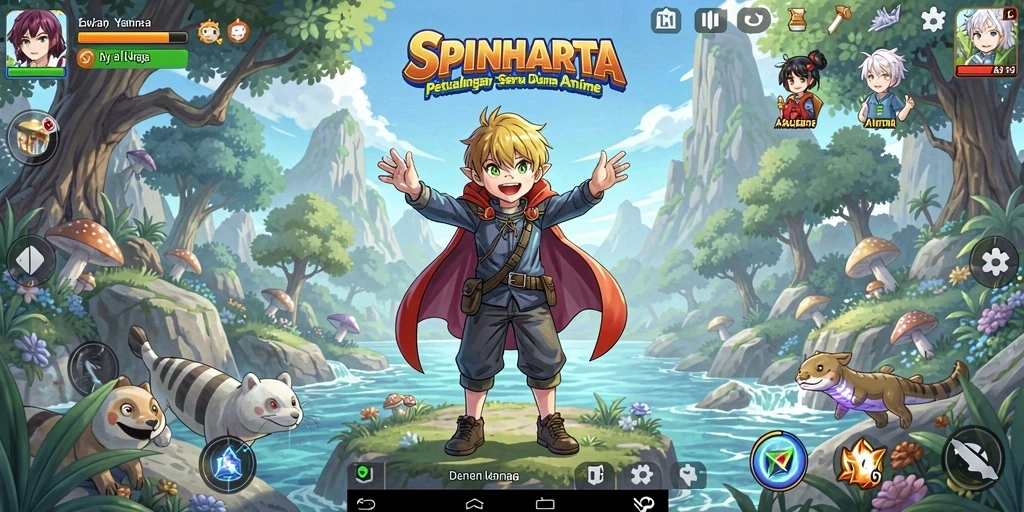 Tampilan gameplay menarik dari SPINHARTA dalam dunia Anime.