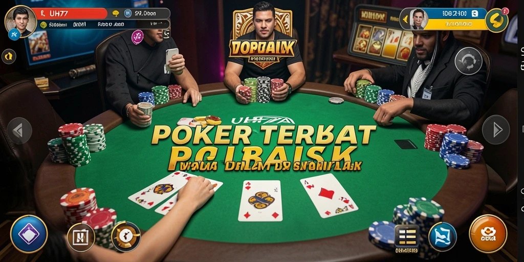 Tampilan utama gameplay Poker UH77 yang mendebarkan dan interaktif.
